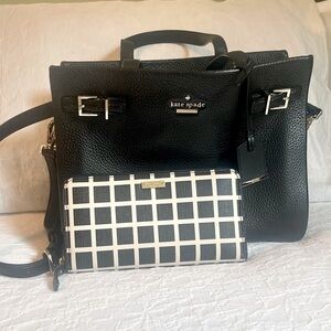 Kate Spade Black and White Grid - purse and wallet set